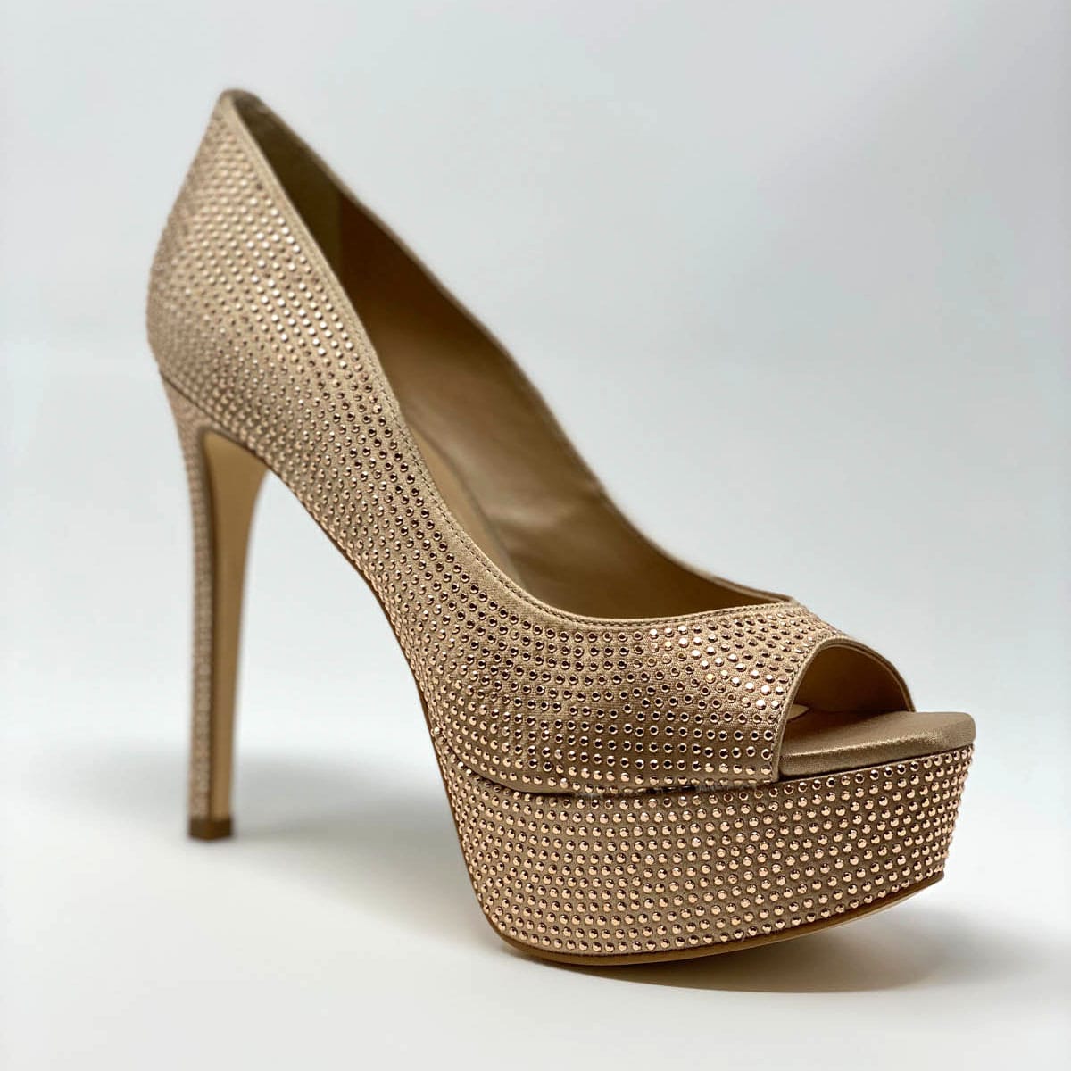 rose gold satin heels