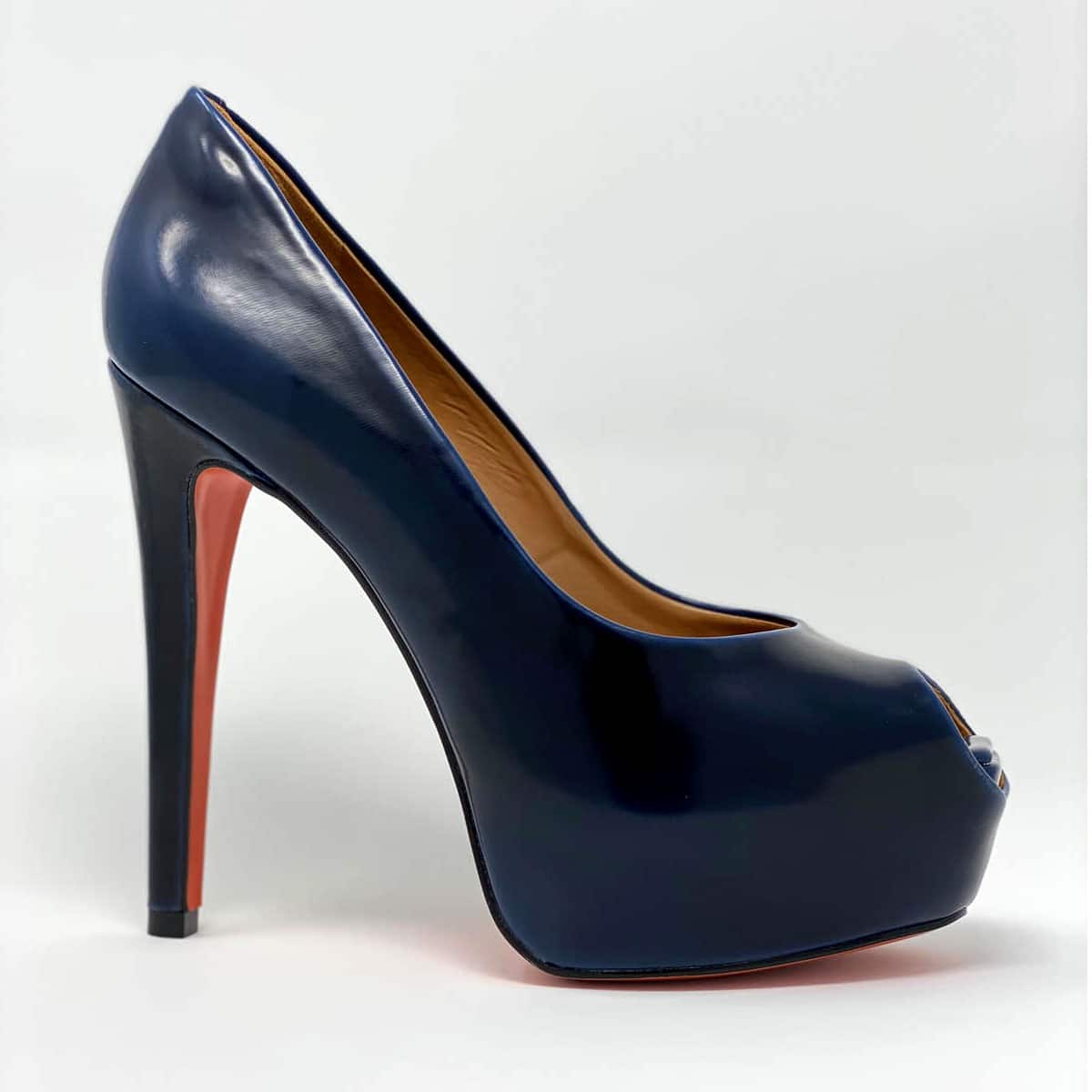 navy peep toe heels