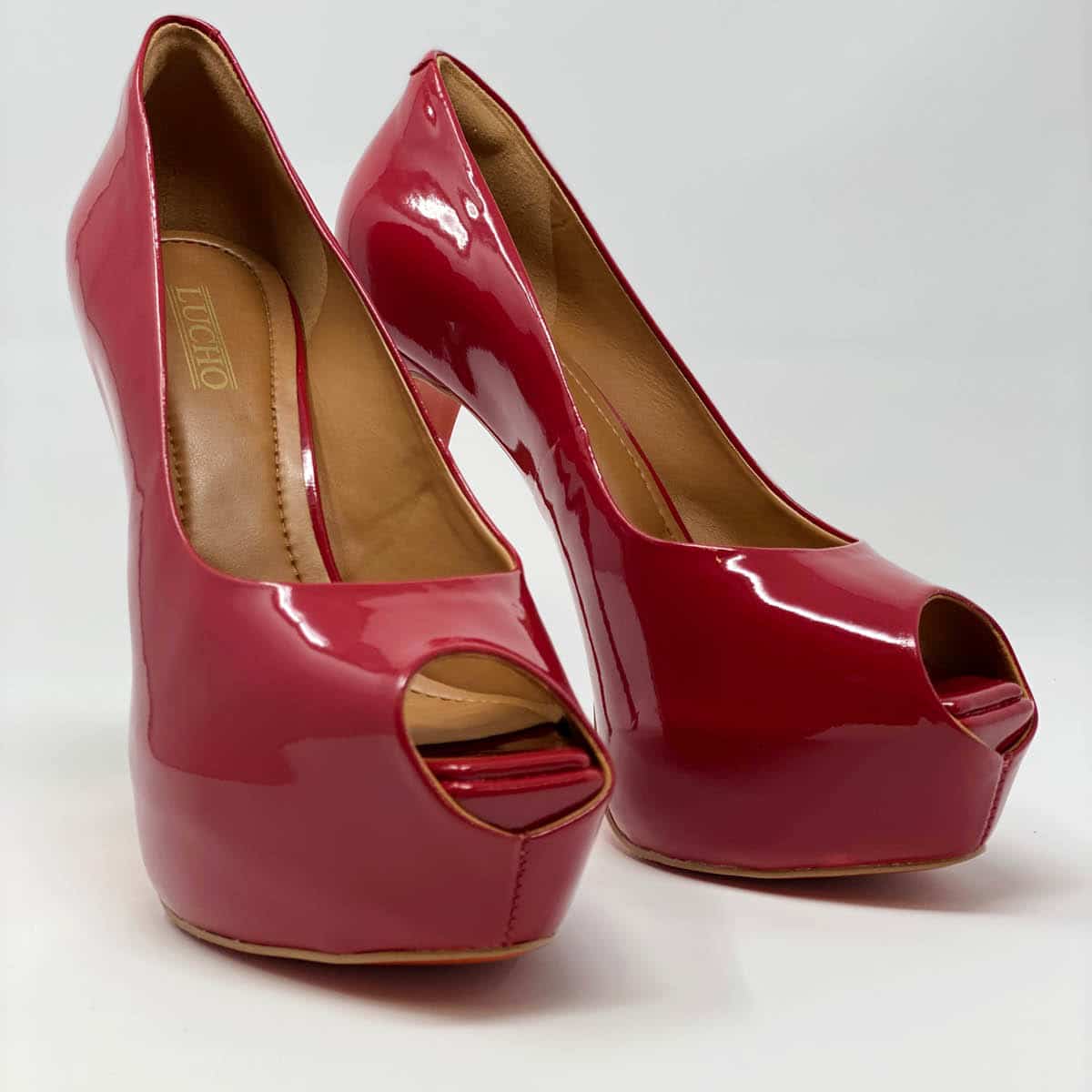 red peep toe pumps